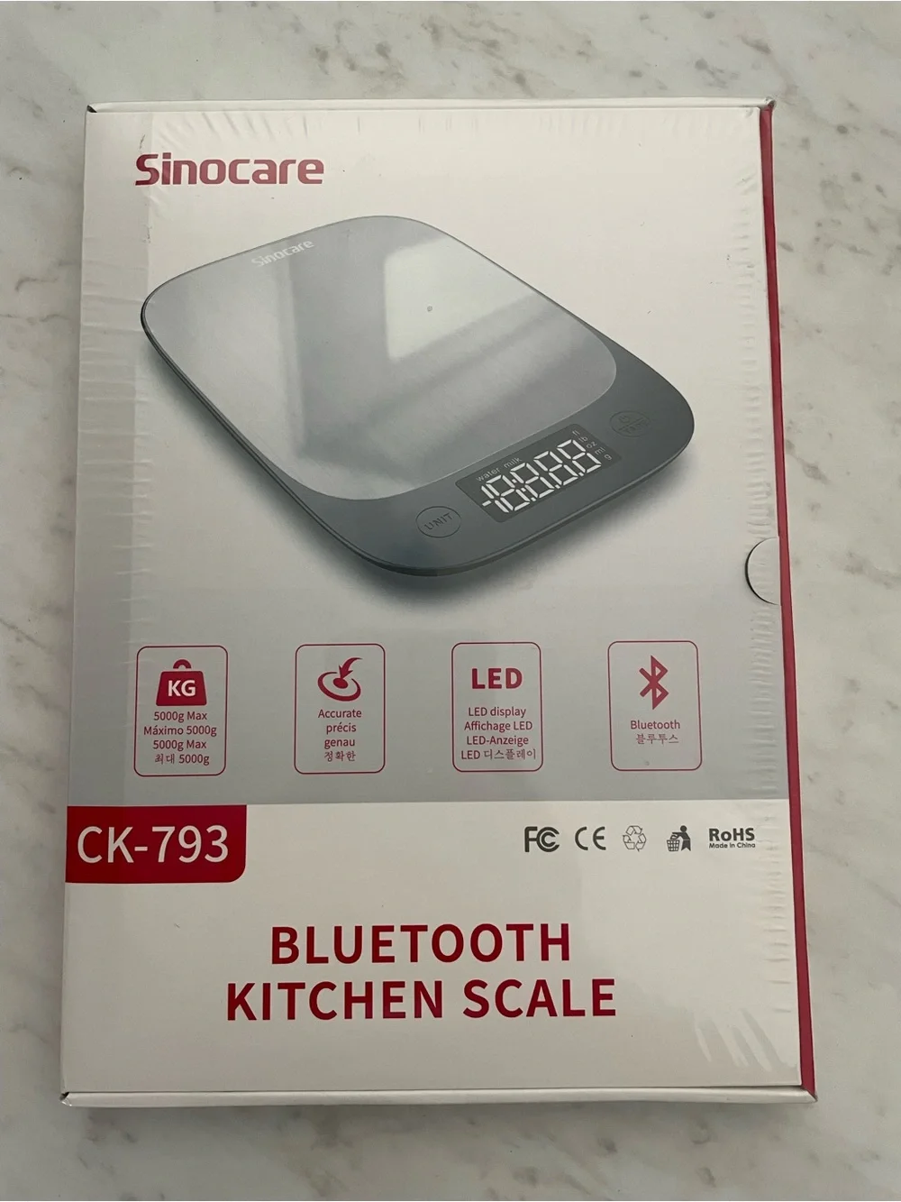 Sinocare Bluetooth Kitchen Scale - Gray/White